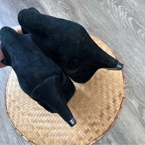 Tory Burch Brenda black leather‎ suede wedge ankle boots women’s size 9.5 - Picture 3 of 5